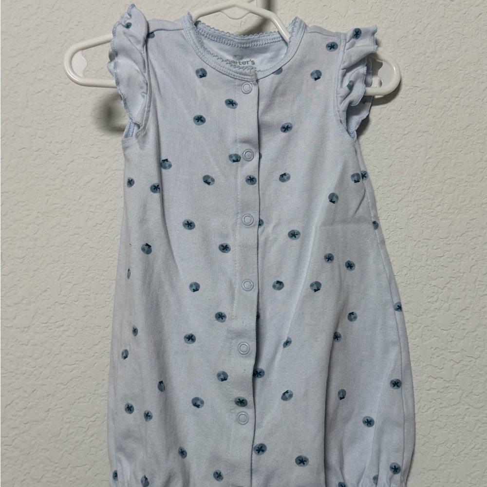 Carter's Light Blue Baby Romper with Blueberries 100% Cotton